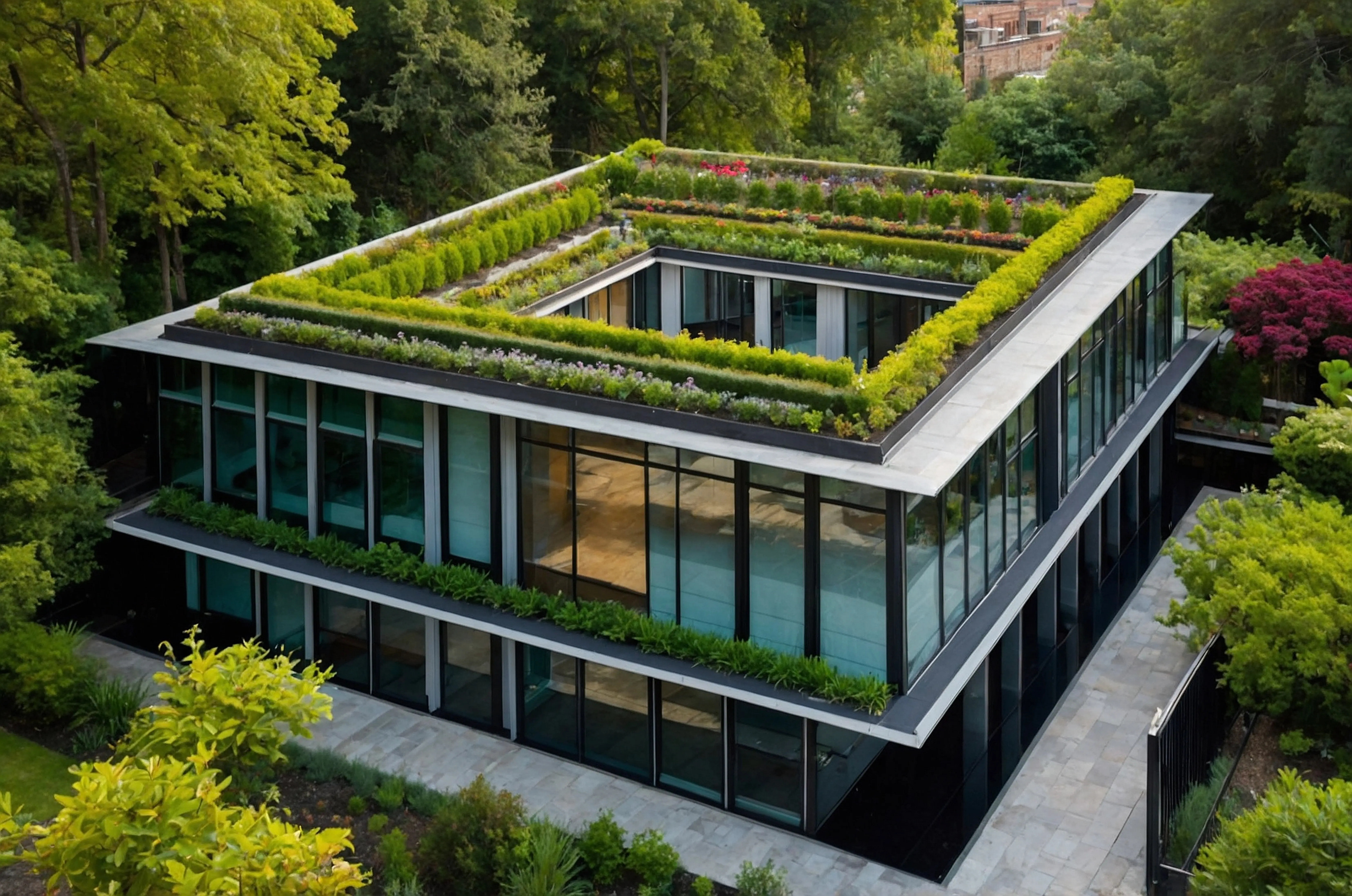 A building with a garden.