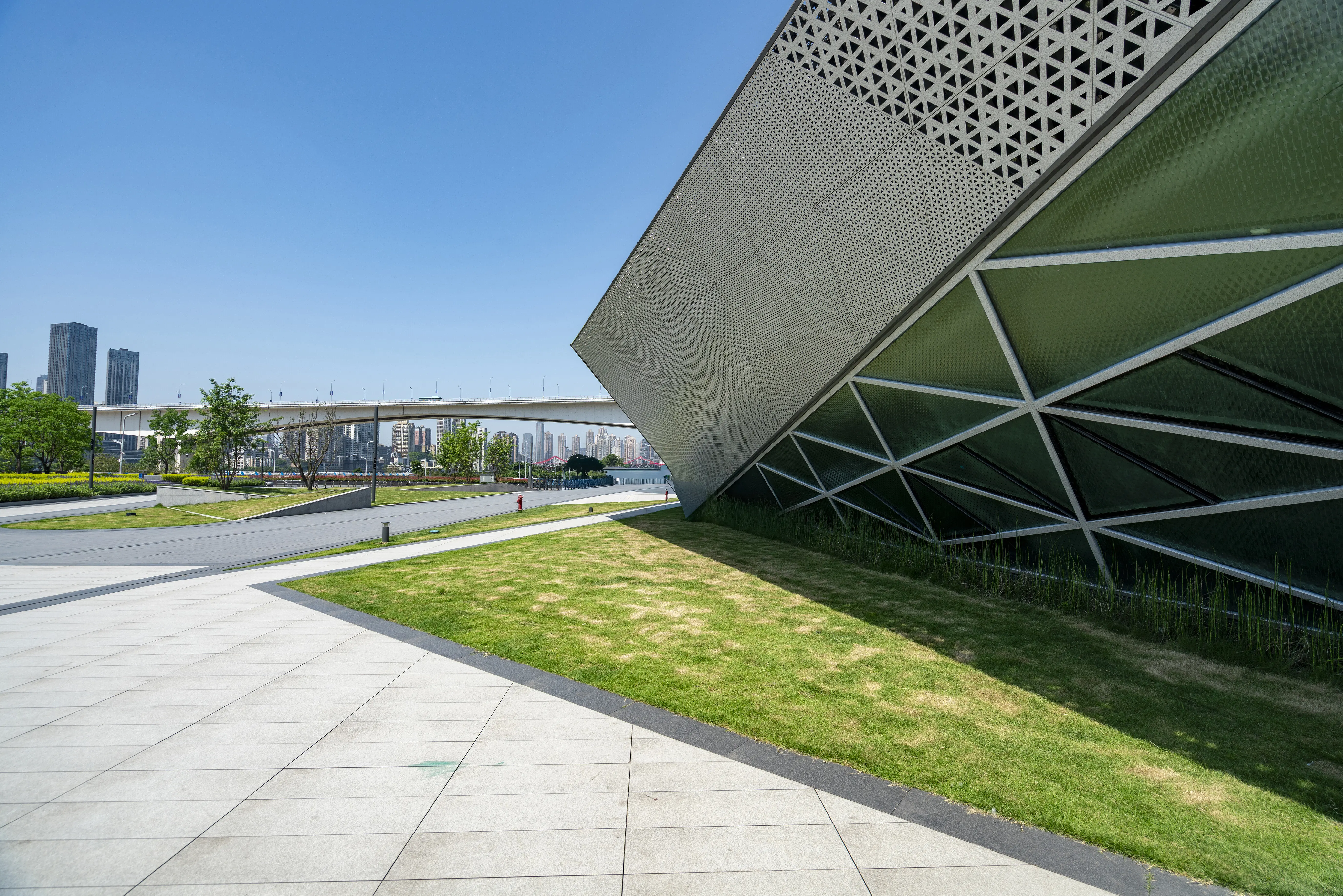 Exhibition halls and office buildings located in the financial district of Chongqing, China.